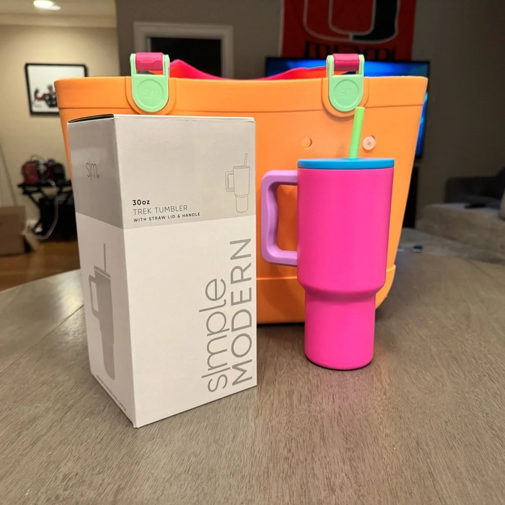 Orange and Pink Tote Bag - Picture 1 of 5